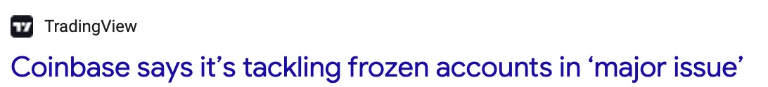 News headline about frozen accounts