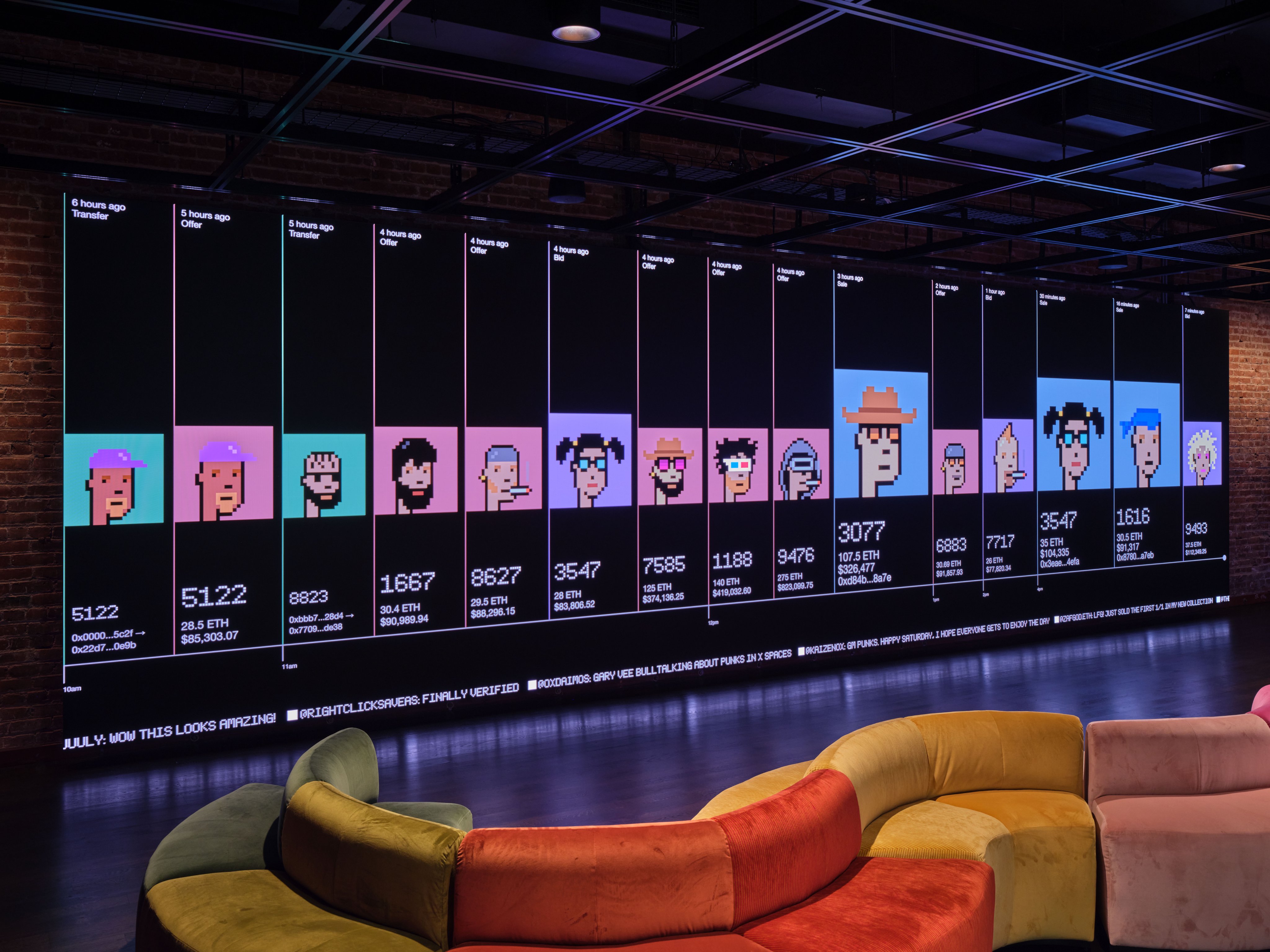 CryptoPunk sale displayed on screen at Node Foundation