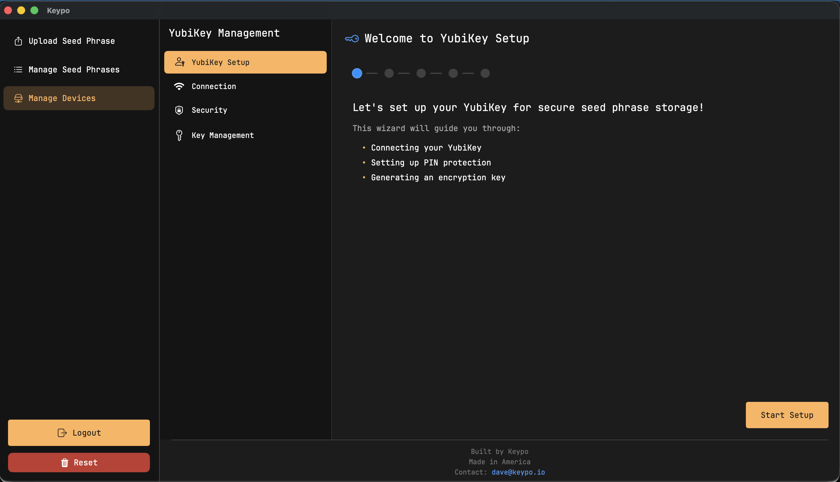 YubiKey setup in Keypo